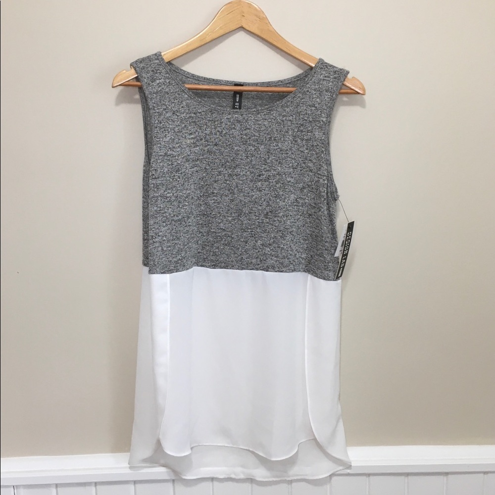 Design Lab tank top with semi sheer panel M